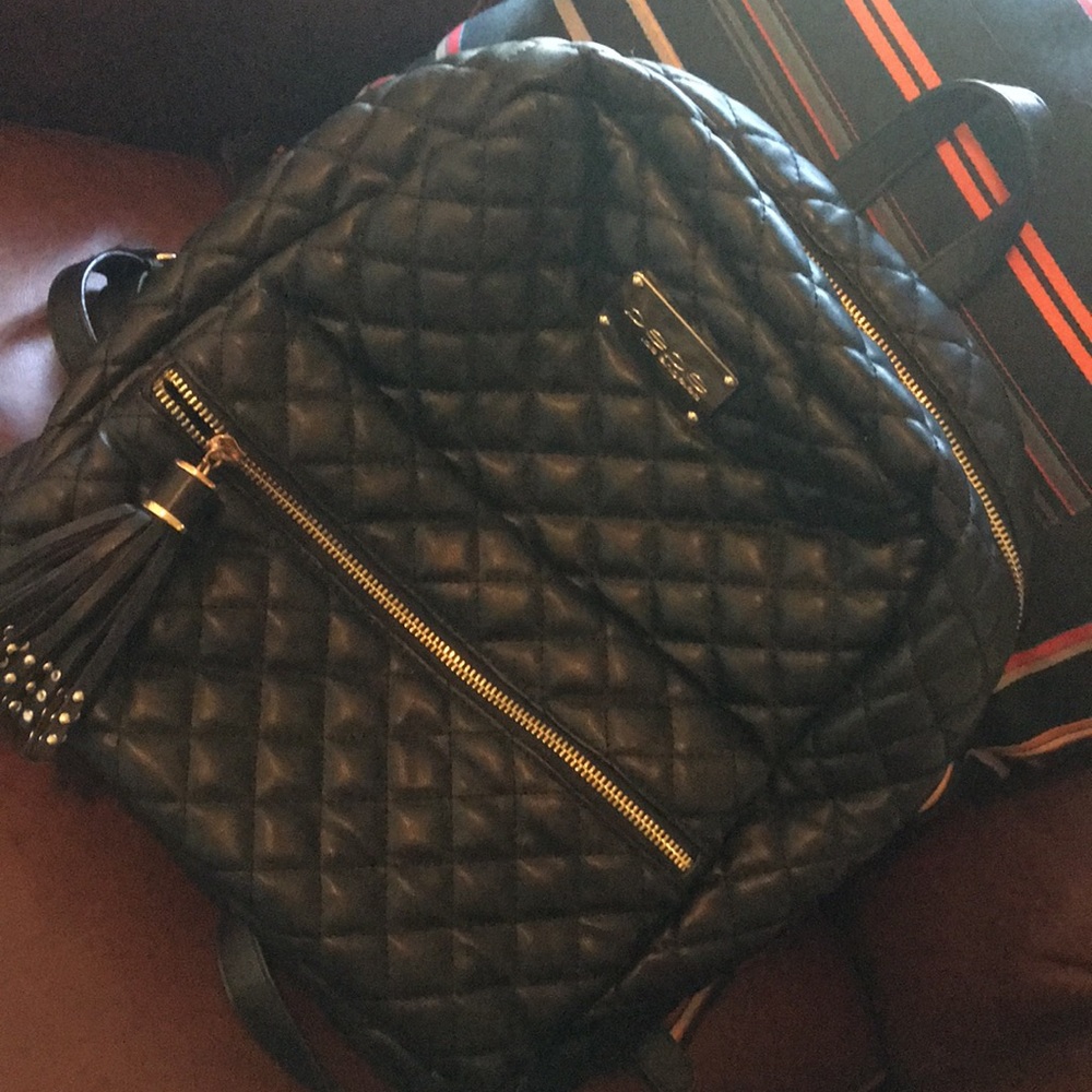Bebe black quilted backpack